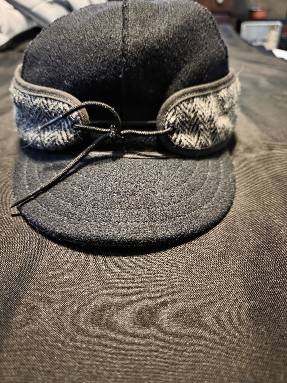 Black Stormy Kromer Wool Blend Earflap Cap